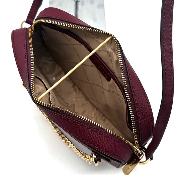 MICHAEL KORS LARGE EW ZIP CHAIN CROSSBODY BAG DARK CHERRY (NWT) - Picture 9 of 11